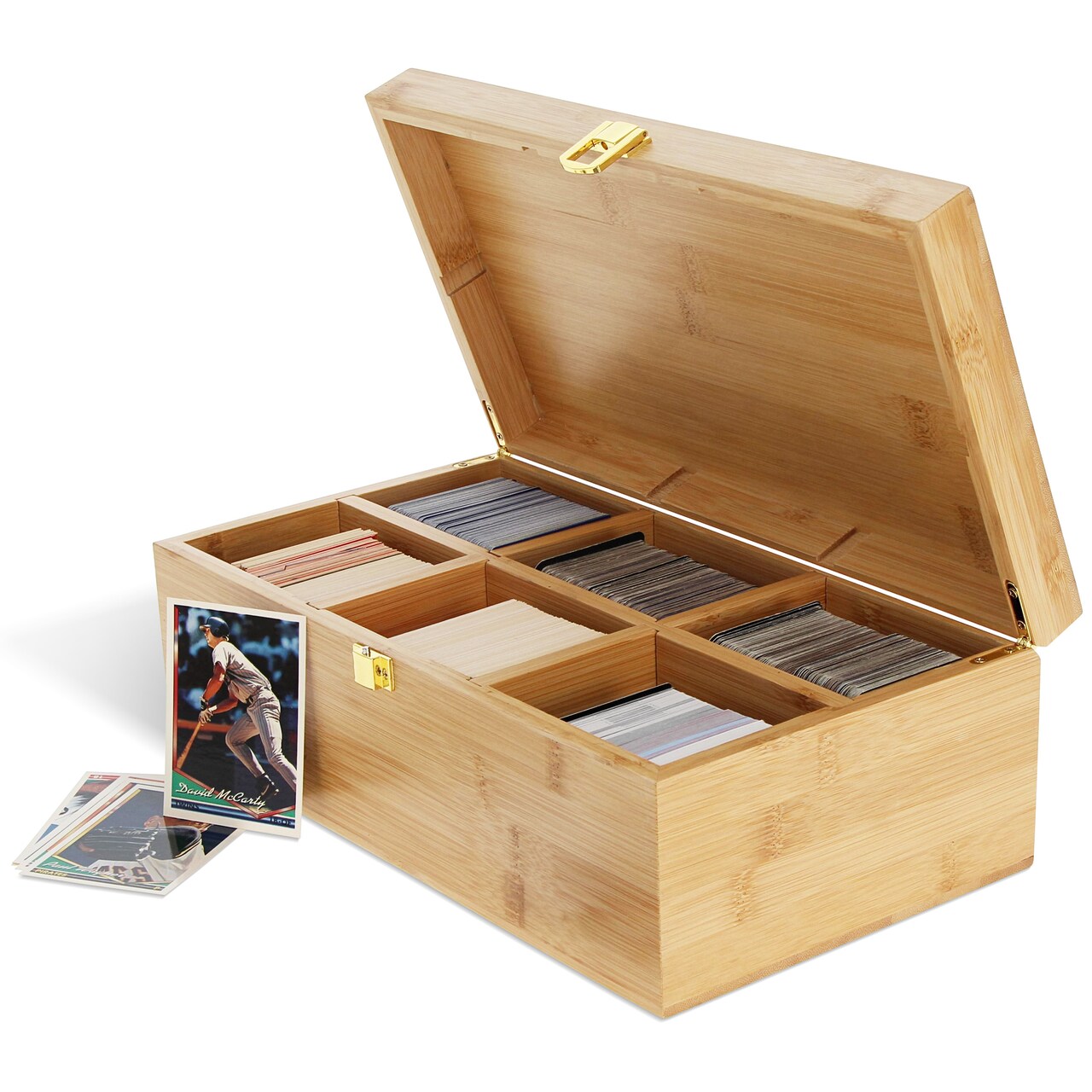 7Penn Top Loading Card Storage Box - 6 Slot Bamboo Game and Trading Card Case